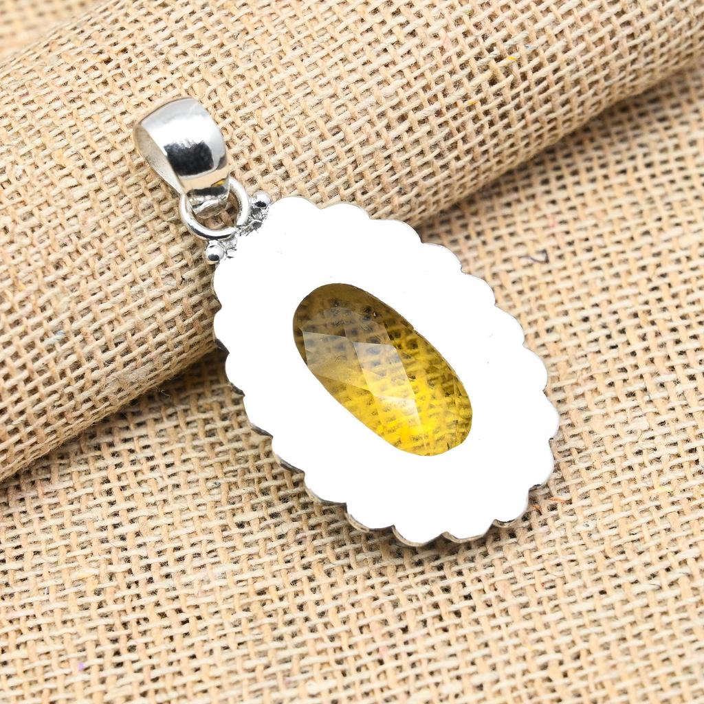 Glorious Citrine Gemstone Handmade 925 Sterling Silver Jewelry Lovely Pendant Gift For Her
