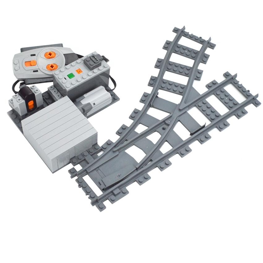 DIY Building Blocks Train Variable Track Switch Motorized Remote Controlled Power Functions Bricks MOC Set Replaced Rocker Leduo