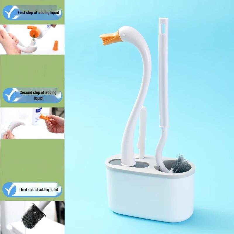 Yixi Swan Wall-Mounted Toilet Brush 3-Piece Set