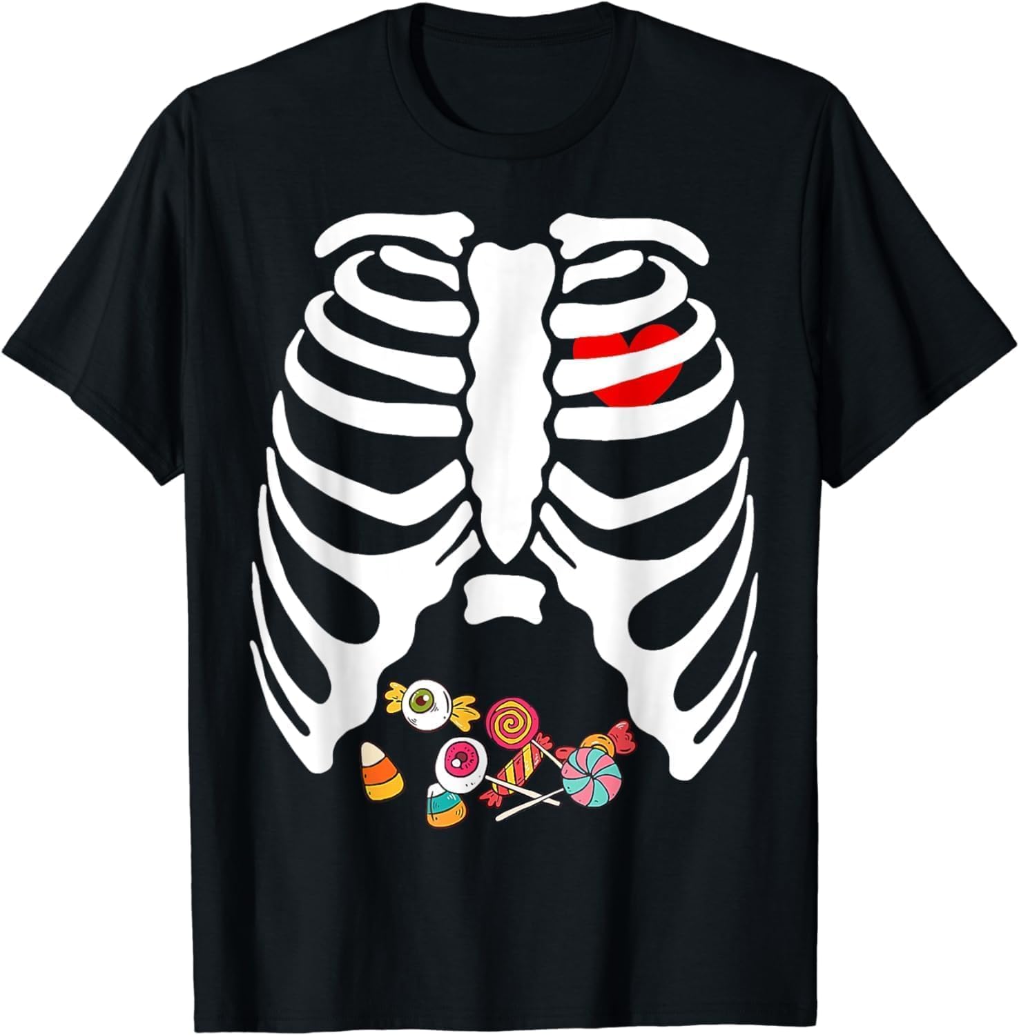 Funny Candy Xray Skeleton Costume Womens Mens Kids T-Shirt S чёрный