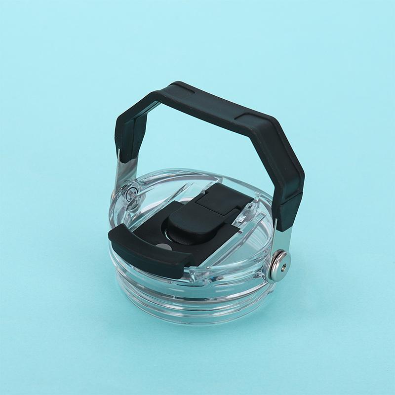 

Прозрачная пластиковая крышка для стакана с ручкой, непроливающаяся, заменяемая, откидная крышка с соломинкой для тамблера, герметичная крышка для бутылки для воды чёрный