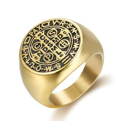 Accesorios Personalidad Retro Hip-Hop Punk Viento Anillo de Titanio Letras Joyería de Acero Inoxidable para Hombre