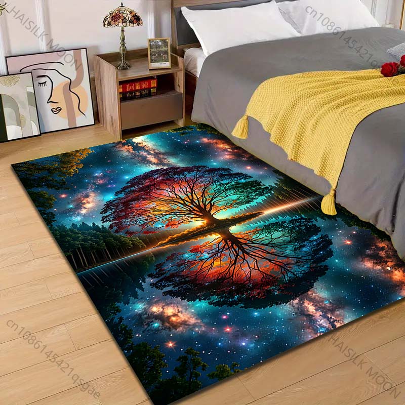 

1PC Tree of Life under the Stars Pattern Rug Carpets for Bedroom Living Room Sofa Mat Creative Door Mat Cloakroom Home Decor 40cm x 60cm