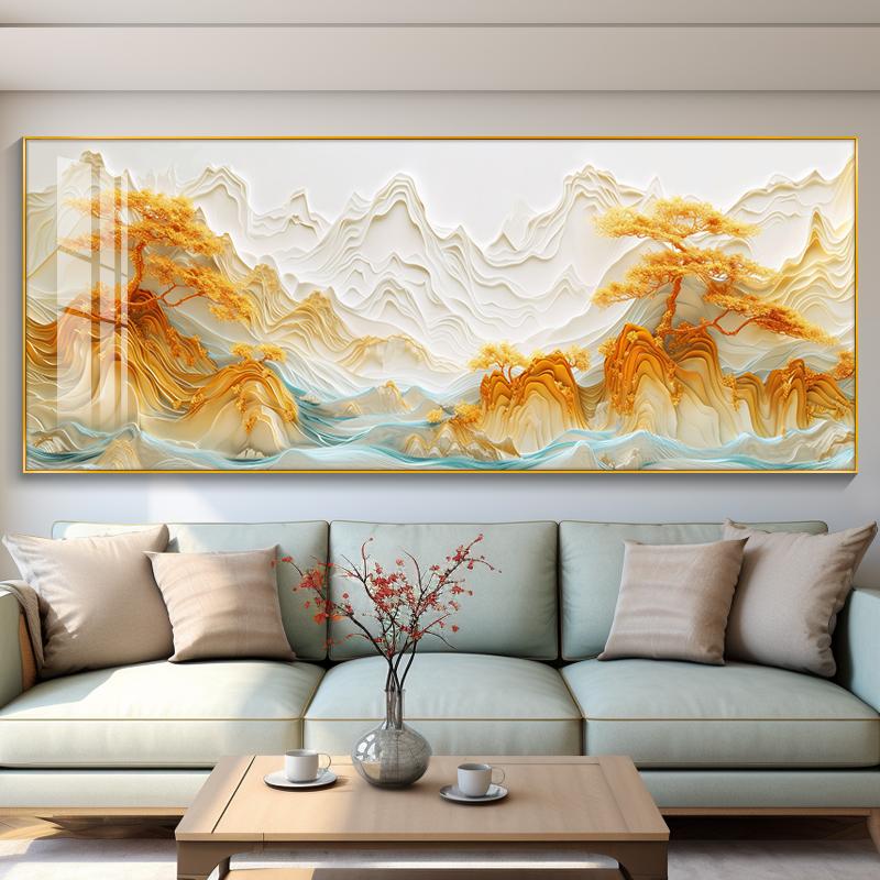 Eastern Aesthetics Landscape Painting Living Room with Hanging Paintings and Backrests Decorative Paintings Posters Home Decor