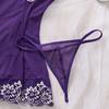 New Sexy Women's Purple Lace Nightgown Set See Through Suspender Deep V Pajamas Dress Erotic Babydolls Sexy Honeymoon Lingerie