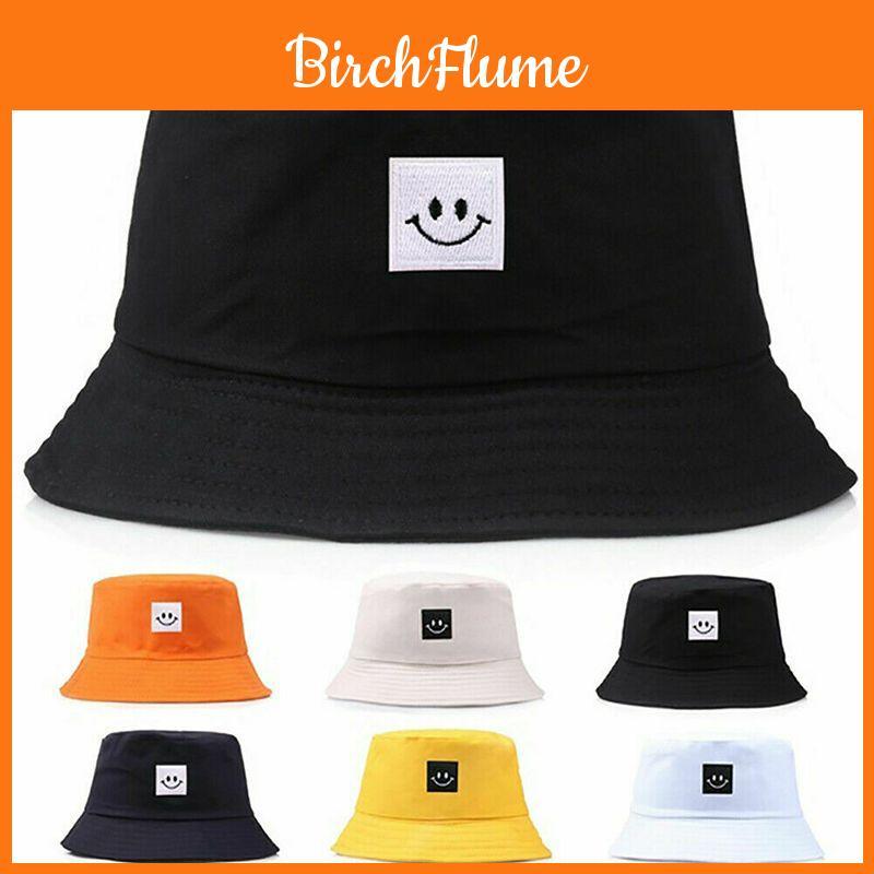 Cappello da Pescatore Pieghevole con Toppa Faccina Sorridente per Uomo e Donna Unisex Divertimento all'Aperto