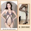 Sexy Lingerie Sexy Temptation Cross-show Chest Open Gear No-take-off Onesie Ice Silk High Elastic Pajama Suit Women