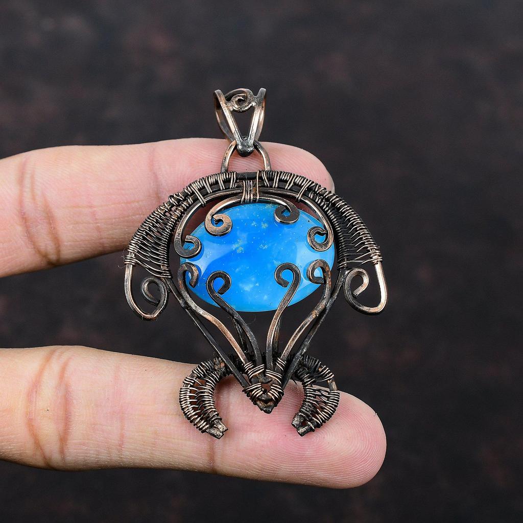 Smithsonite Pendant Copper Wire Wrapped Pendant Copper Jewelry Gemstone Pendant Handmade Tortoise Pendant Wire Wrapped Jewelry Wedding Gift