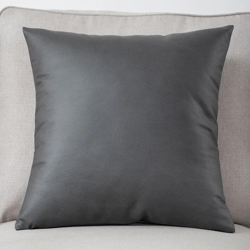 

Solid Color Technology Cloth Pillowcase Modern Imitation Leather Waterproof Cushion Cover Nordic Sofa Living Room Decor 40x40cm