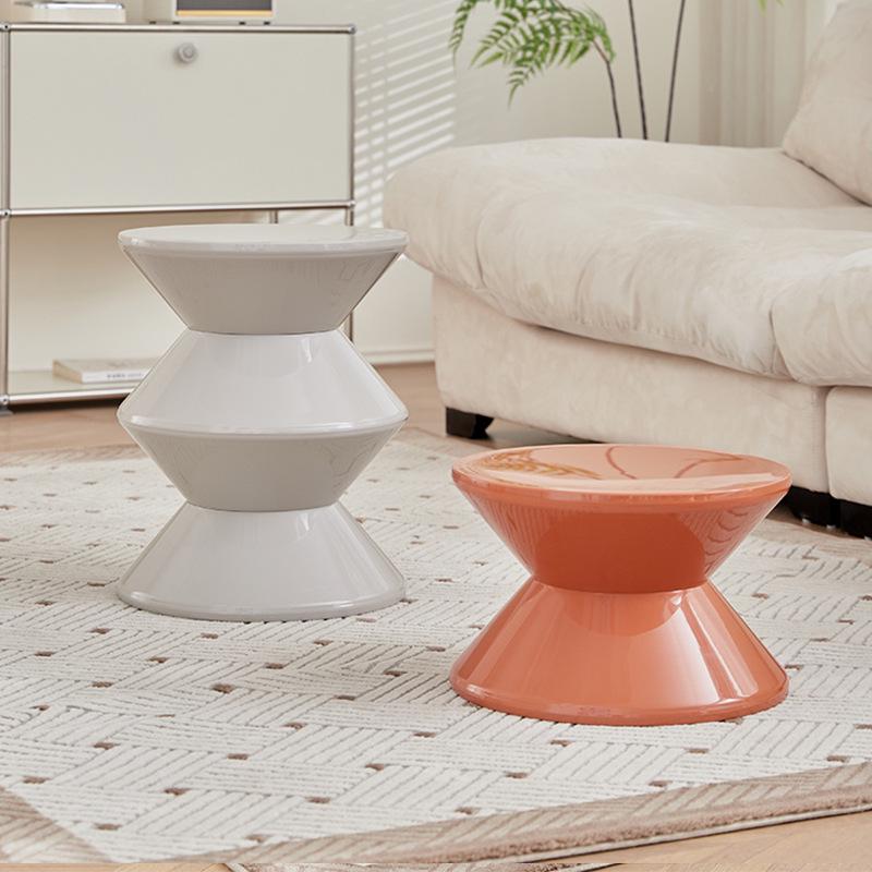 Nordic Hourglass Living Room Bench - Creative Plastic Bedside Stool for Small Apartments, Simple Shoe Changing Seat, Entrance or Household Use.