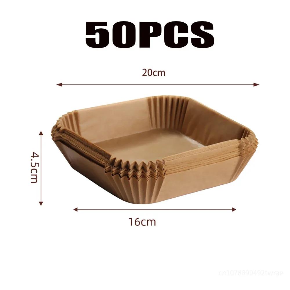 50-300PCS Air Fryer Disposable Paper Square Round Baking Paper Barbecue Plate NonStick Mat Kitchen Oven Oil Absorbing Paper Tool