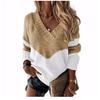 Pullovers Women Sweaters Long-sleeved Autumn Winters V Collar Loose Color Matching Sweaters Women Fashion OLN6057