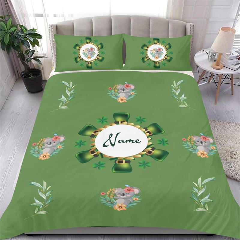 Lovely Koala Flowers Soft Duvet Cover Carton Animal Beding Set Elephant Cat Der Leaves Comfortable Quilt Cover King For Children Kids Child Gift Decor