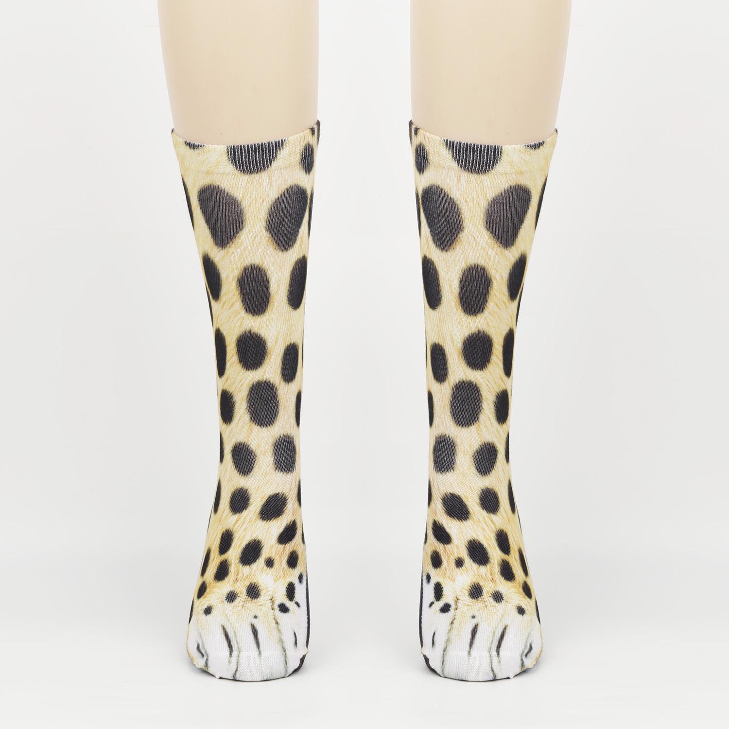 

3D Носки с имитацией лап животных: Забавный леопардовый принт для взрослых и детей 40CM