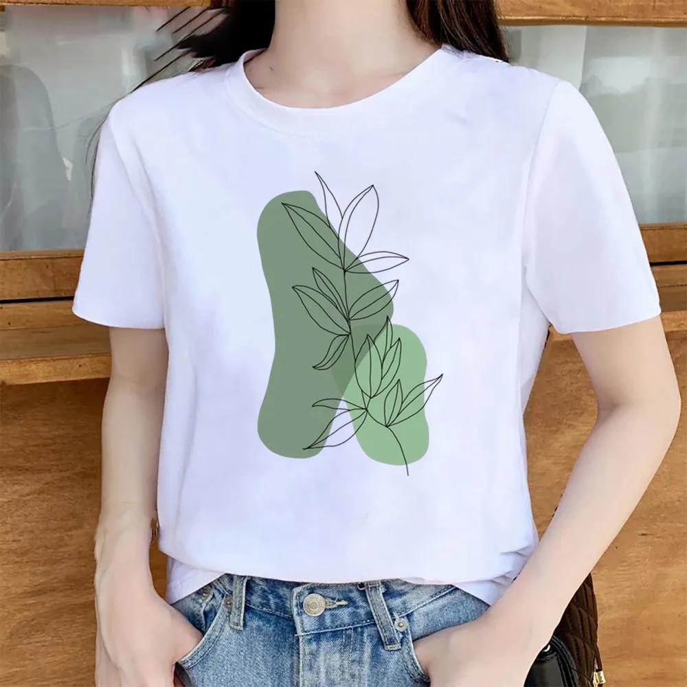Womens Trendy Short Sleeve Tshirt Cartoon Plant Beach Print Casual Graphic Regular Fit Womens Clothing Fashion T Shirts