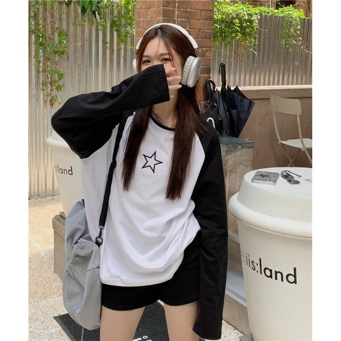 Casual Star Embroidered T Shirt For Women With Rayon Polyester Blend Spring