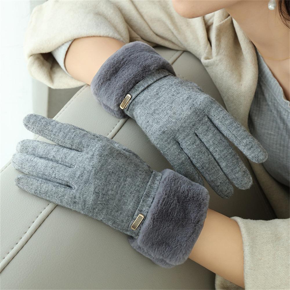 Verdickte Plüsch-Fingerhandschuhe Wildleder Radfahren Fahrhandschuhe Mode Warme Handschuhe für Damen