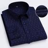 Men's 65% Cotton Long Sleeve Printed Check Dress Shirt Single Patch Pocket Regular-fit Comfortable Versatile Thin Casual Shirts