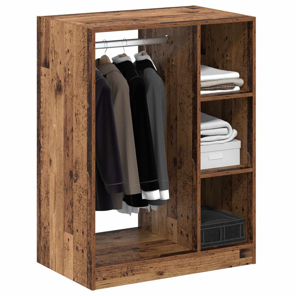 Kleiderschrank mit Regal und Stauraum Altholz-Optik 77 x 48 x 102 cm