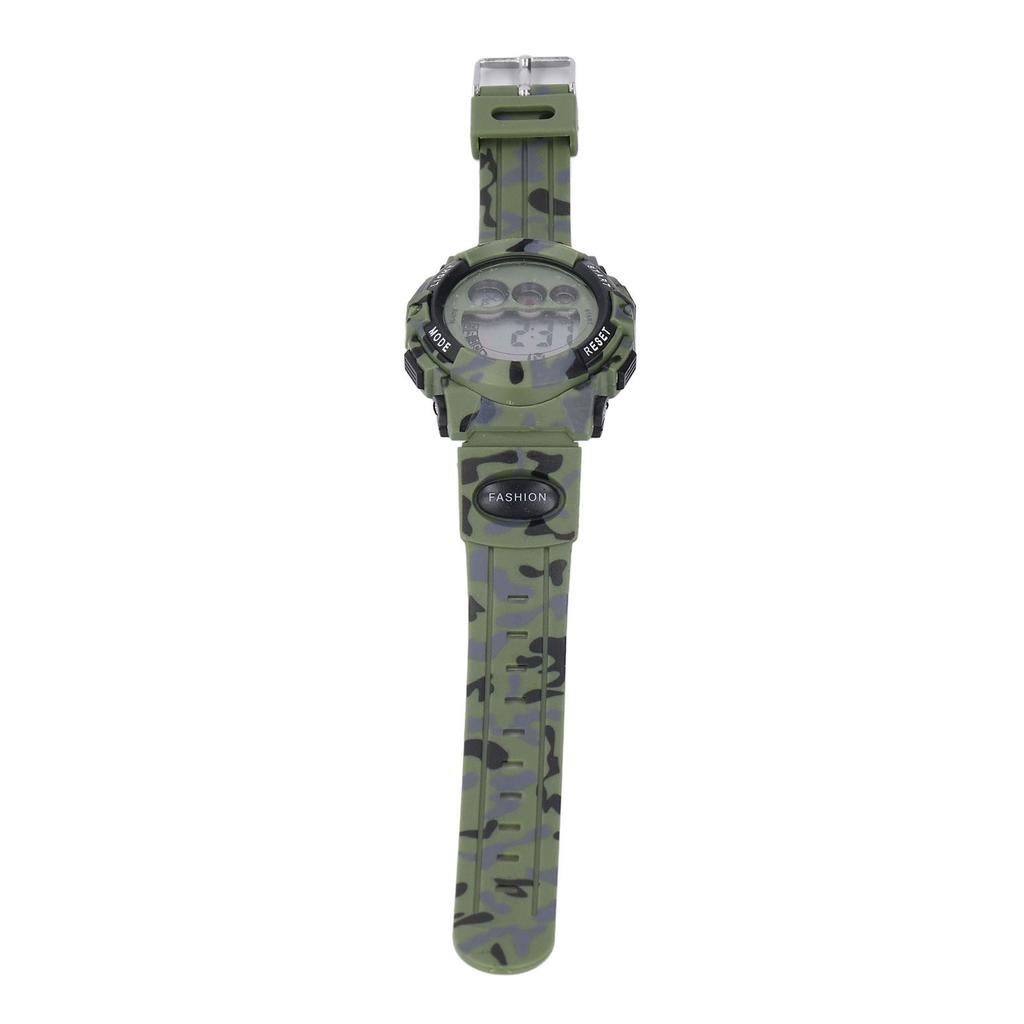 Camouflage Green Kids Watch 7 Colors LED 50M Waterproofing Digital Watch for Boys Girls Ages 5‑15