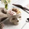 Yousheng Halloween Skull Candy Bowl Gothic Ceramic Portable Skeleton Head Bowl Halloween Home Bar Decor Dining Table Ornament