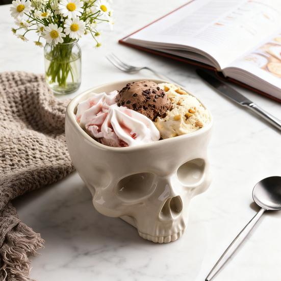 Halloween Skull Candy Bowl Gothic Ceramic Portable Skeleton Head Bowl Halloween Home Bar Decor Dining Table Ornament