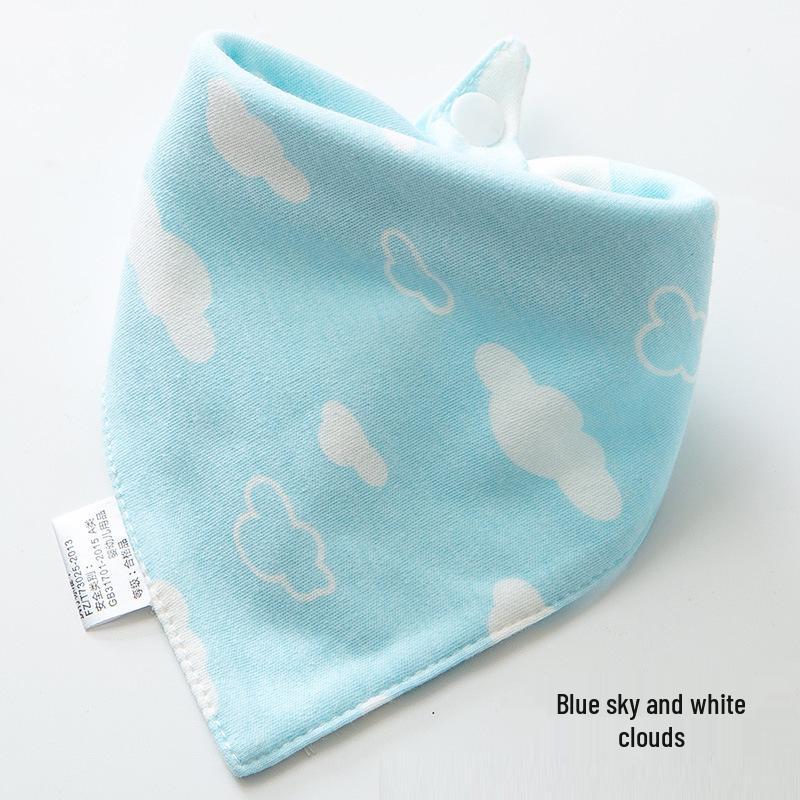 Pure Cotton Baby Drool Bib: Double-Layer Triangle Scarf with Snap Closure, Anti-Spit Up for Newborns