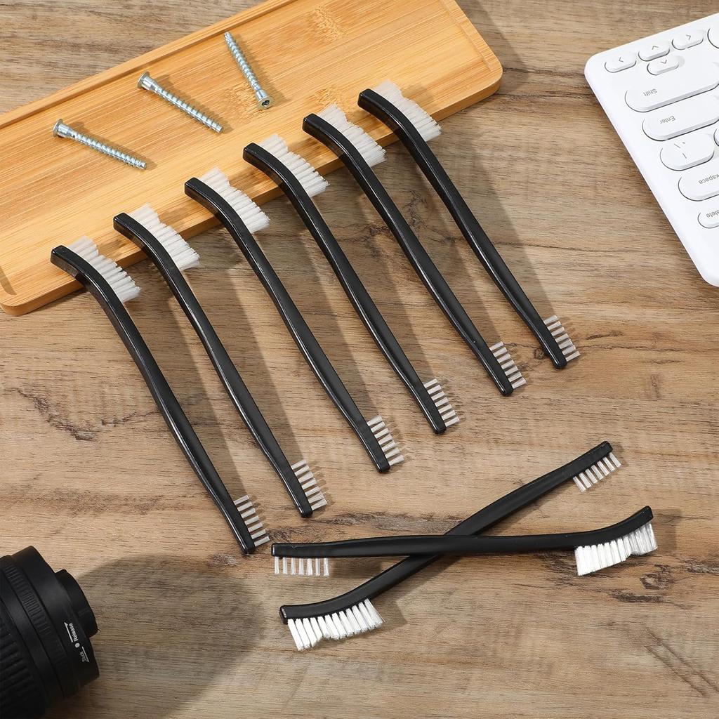 10PCS Double Ended Nylon Cleaning Brushes, Small Brush for Detail Cleaner Double-Ended Detail Clean Brush Set Crevice Cleaning Tool -Black &