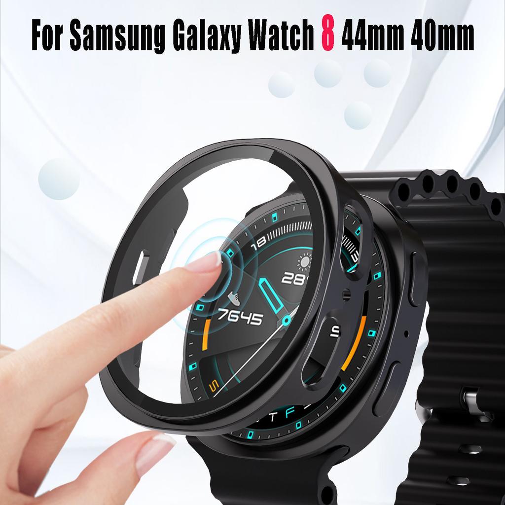 Coque Pour Samsung Galaxy Watch 8 44mm Accessoires Pare-chocs antichoc en PC + Protection d'écran en verre trempé Coque Galaxy Watch 8 40mm