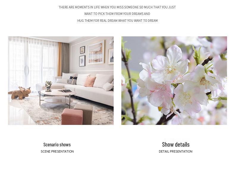 Künstlicher Kirschblütenzweig, Einzelstiel mit 4 Verzweigungen - Seidenstoff und Kunststoff für Hochzeiten oder Wohnzimmerdekoration