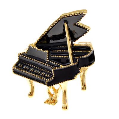 New Enamel Tripod Piano Brooch Musical Instrument Design Jewelry Black Color Pin High Quality