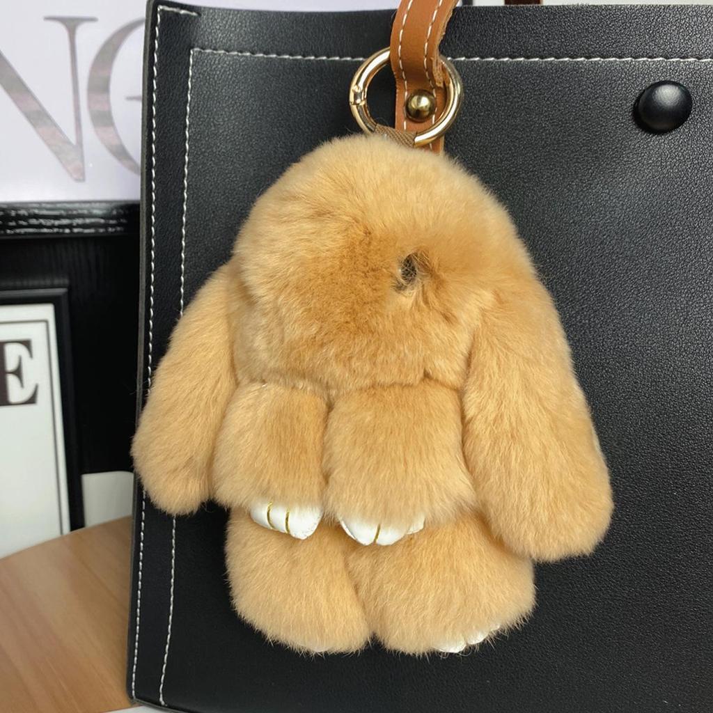 Mini Rex Rabbit Fur Pom Pom Keychain Bag Charm Keyring