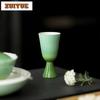 2pc/lot Gradient Ramp Emerald Green High Foot Teacup Zen Tea Bowl Set Of Cups Tea-tasting Personal Cup Chazhan Master Cups 35ml
