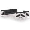 6 Pcs Garden Set with Cushions Solid Pine Wood