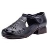 Real cowhide summer new beef tendon sole middle heel mother shoes comfortable soft sole hollow retro sandals women