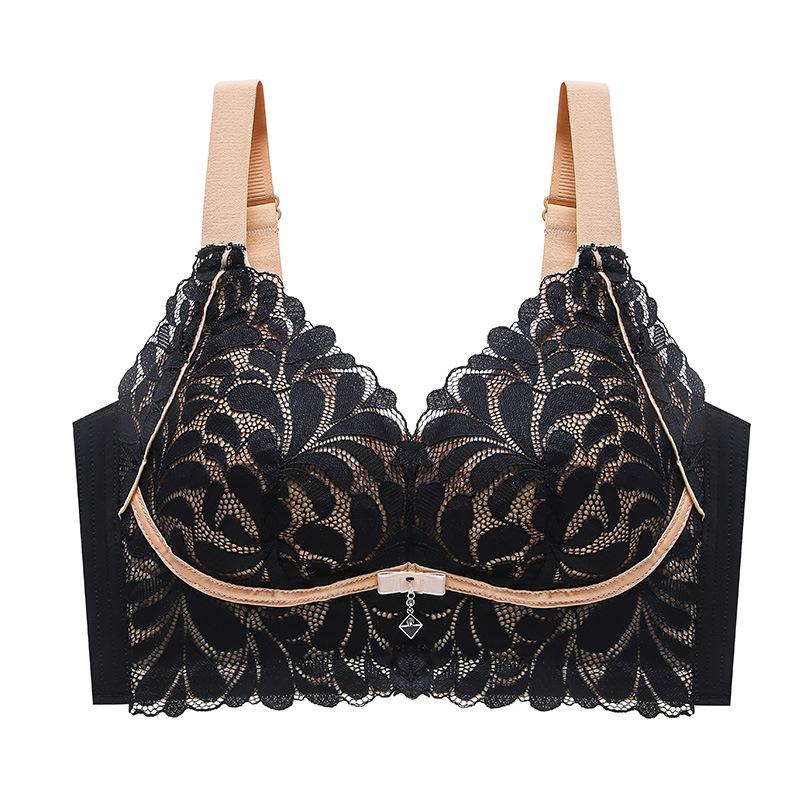 

fashion New underwear, thin style without steel rim, large size bra, women gather and close sub-breasts, anti-sagging bra. 44/100D чорний