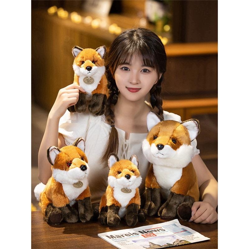 Fox Simulation Ornament Gift Plush Animal Plush Toy Doll Soothes Sleeping Gift Pillow
