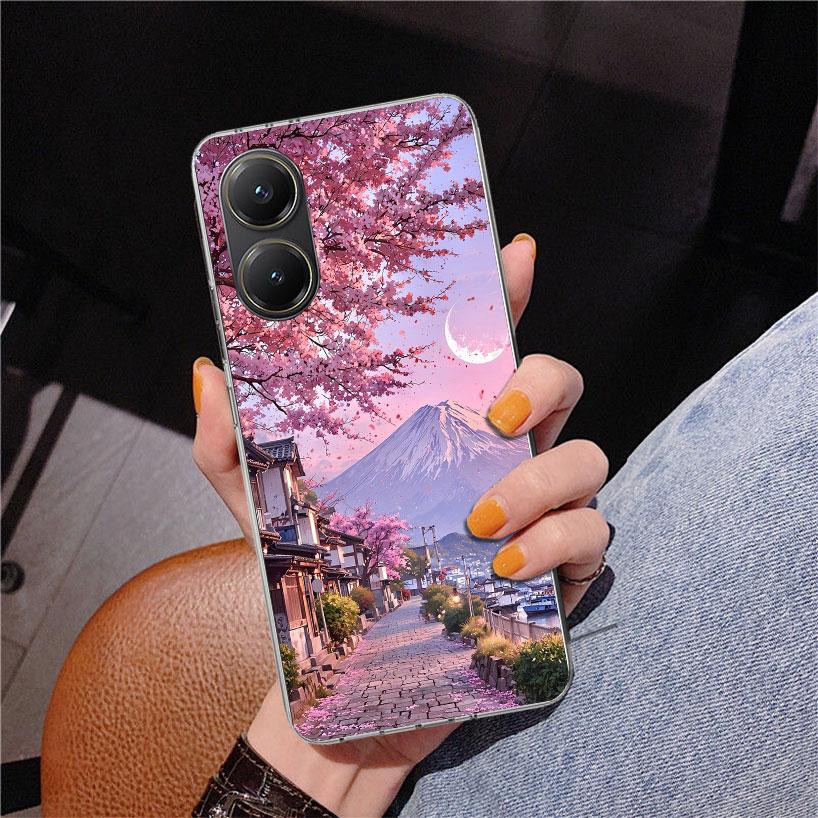 Japanese Cherry Mount Fuji Phone Case For Xiaomi Poco X7 X6 X5 Pro F7 Ultra Redmi 15C 15 13C 13 12C 12 10 10A 10C 9 9A 9C 9T Cov