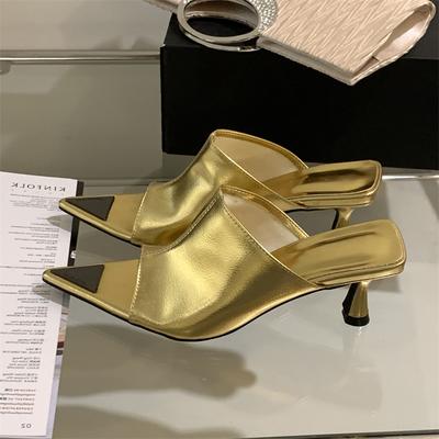 Modeschuhe für Damen Neue Sommer Spitz Zehen Peep Toe Pantoletten Dünne Niedrige Absätze Bankett Party Abschlussball Damen Designerschuhe Zapatos Mujer
