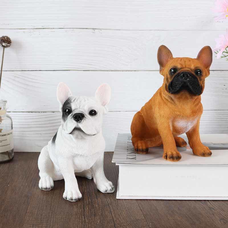 Entzückende Französische Bulldogge Harzfigur: Niedliche Welpendekoration für Wohnzimmer-Schreibtisch