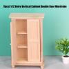 Detailed 1/12 Doll House Furniture Unpainted Wood Wardrobe Model With Functional Double Door for Kids Pretend Play Game