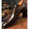 Business Dress Men's Brock Shoes Cowhide Polished Small Square Head Men's Shoes