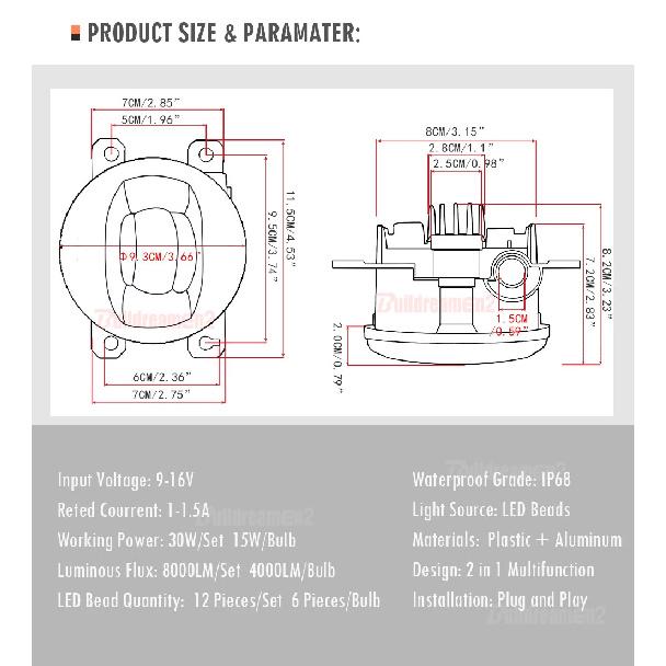 2 X Car Front LED Fog Light Accessories 30W H11 Lens Fog Lamp For Peugeot 308 2013 2014 2015 2016 2017 2018