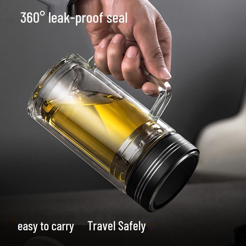 SUPOR Double-Layer Borosilicate Glass Tea Mug with Handle