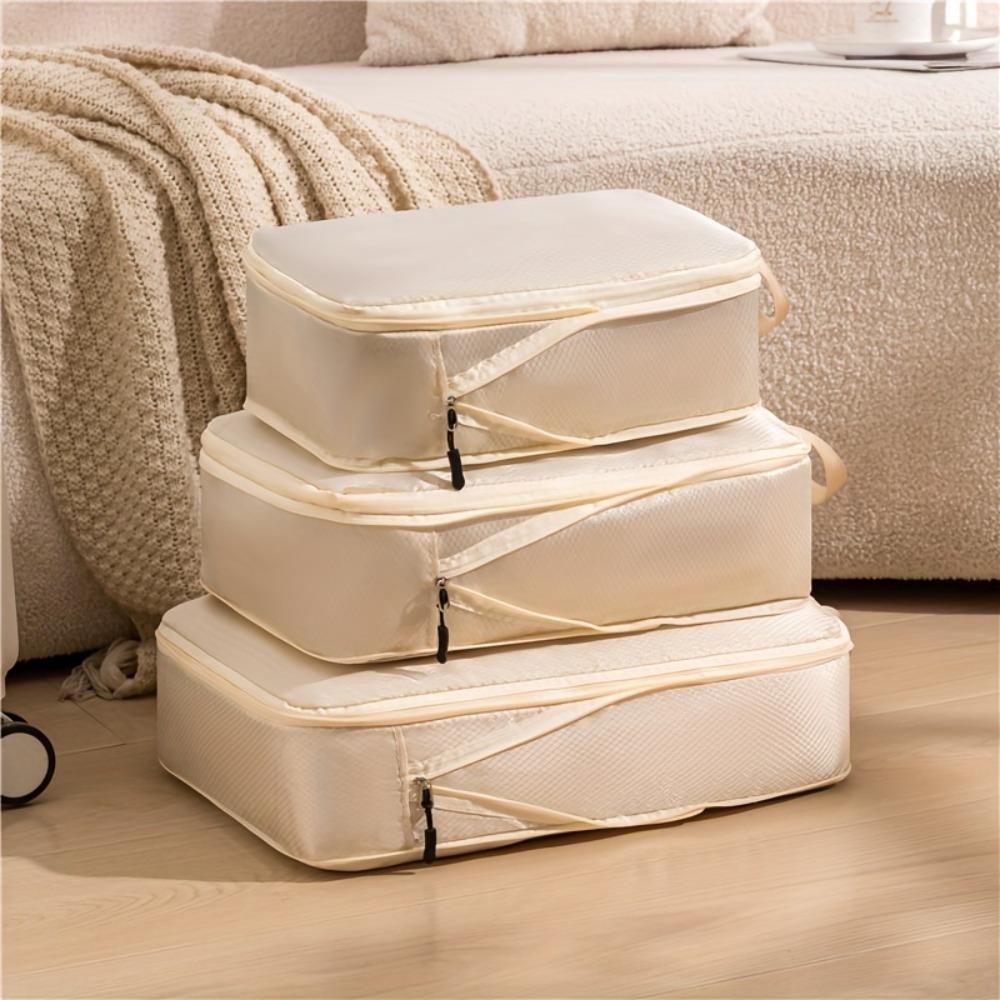 3 Pieces/set of Portable Compression Storage Bags with Handles, Casual Lightweight Storage Bags for Travel Clothing Storage