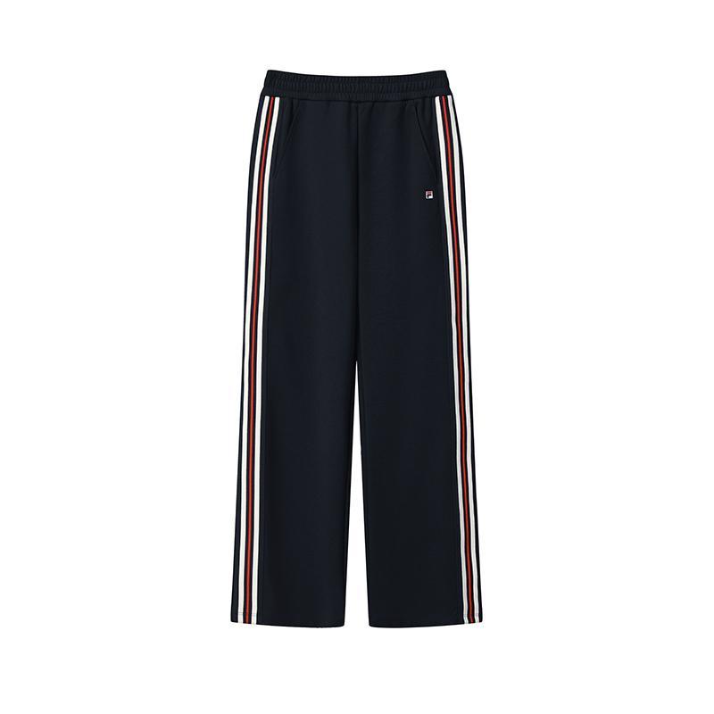 FILA Heritage Classic Striped Soft Yarn Knitted Straight Loose Casual Pants Women bottoms Legendary-Blue F11W548605FNV