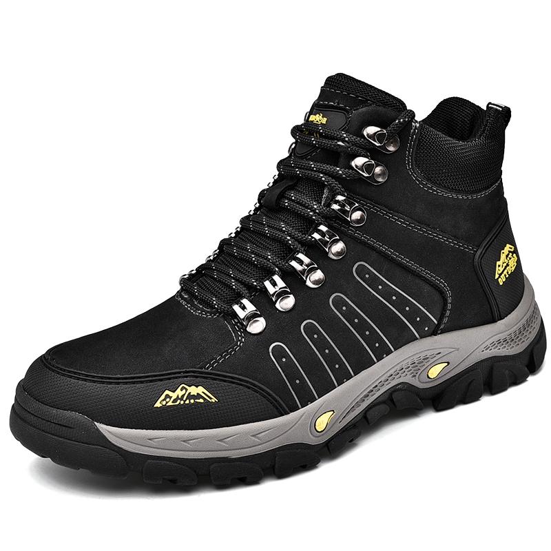 Fashion Brand Men Boots Waterproof Leather Sneakers Super Warm Men's Boots Outdoor Male Hiking Boots Work Shoes Size Camping Hunting