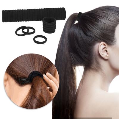 50Pcs Black Thick Seamless No Slip Hair Bands Elastic Ties Soft Ponytail Holders For Women Girls