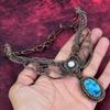 Tibetan Turquoise Gemstone Necklace Copper Wire Wrap Moonstone Jewelry Adjustable Necklace
