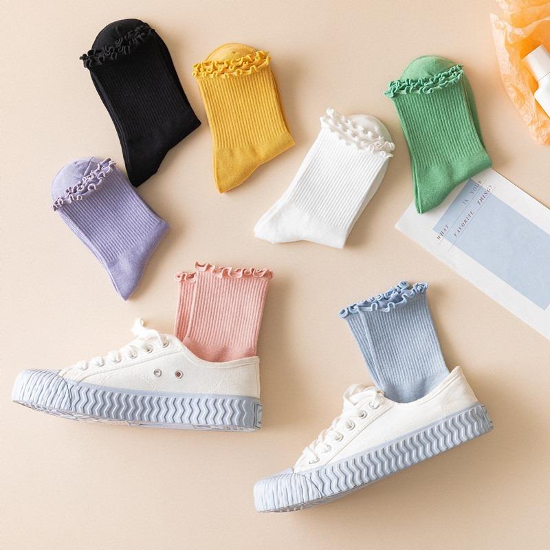 5 Pairs of Women's Summer Thin Wooden Ear Side Pile Socks